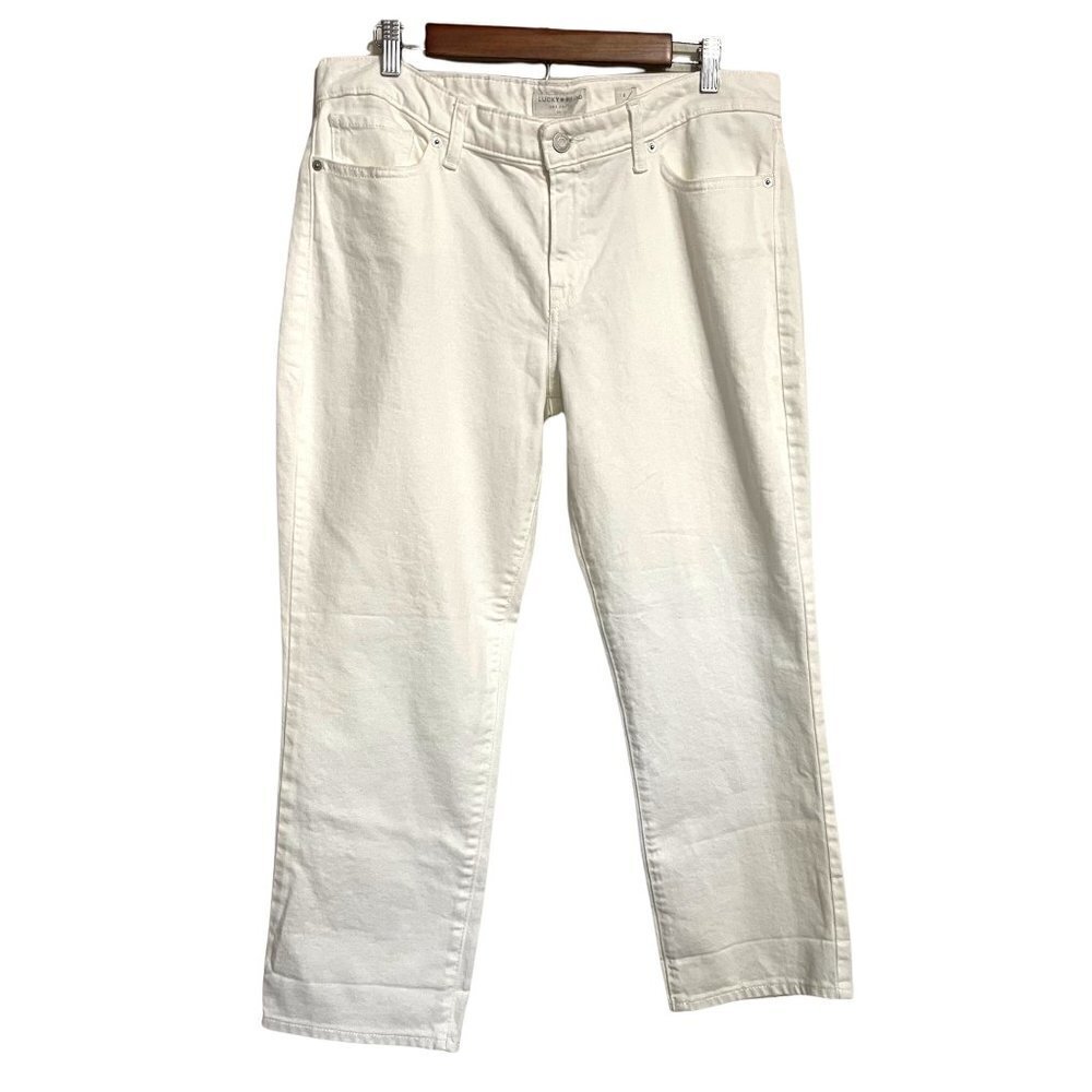 Lucky Brand Women's NWT White Mid Rise Crop Straight Leg Relaxed Jeans Size 8/29 - Picture 2 of 9